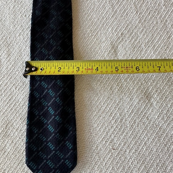 Marwood Made In England Wool And Silk Men’s Tie Navy Blue And Turquoise - Picture 2 of 5